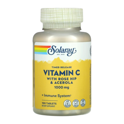 Solaray Vitamin C with Rose Hips & Acerola — tablets | 100 × 1000 мг