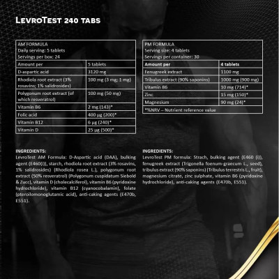 Kevin Levrone Levro Test AM PM Formula 240 Tabs (2x120)