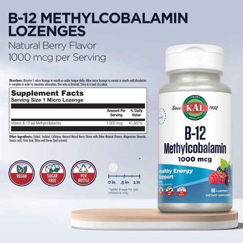 KAL B12 Methylcobalamin — lozenges | 60 × 1000 mcg