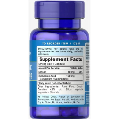 Puritan's Pride Hyaluronic Acid 100 mg 30 caps