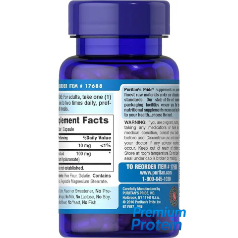 Puritan's Pride Hyaluronic Acid 100 mg 60 caps