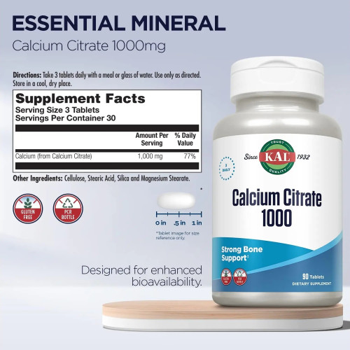KAL Calcium Citrate — tablets | 90 × 1000 mg