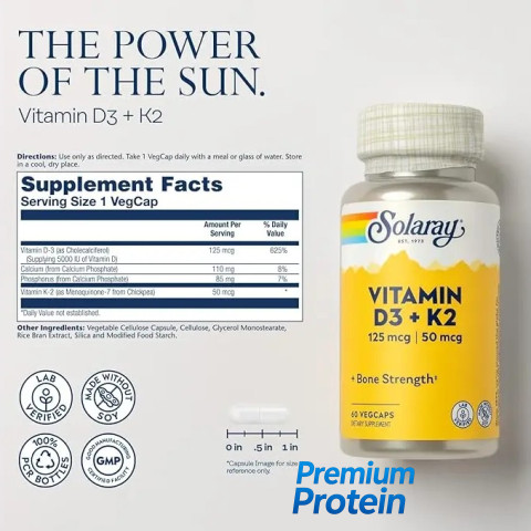 Solaray Vitamin D3 & Vitamin K2 — capsules | 60