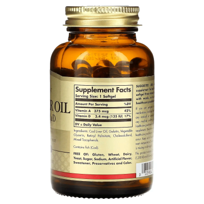 Solgar Vitamin А and D Cod Liver Oil 100 softgels
