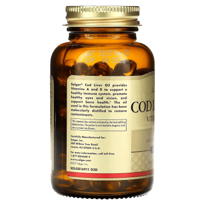 Solgar Vitamin А and D Cod Liver Oil 100 softgels