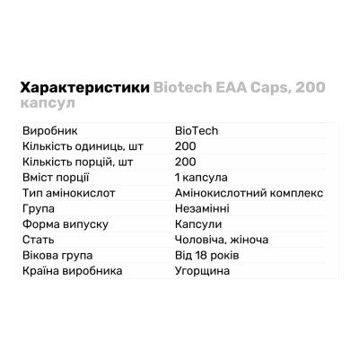 Biotech EAA Caps, 200 капсул