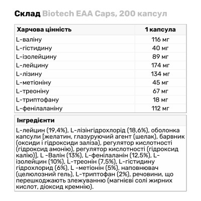 Biotech EAA Caps, 200 капсул