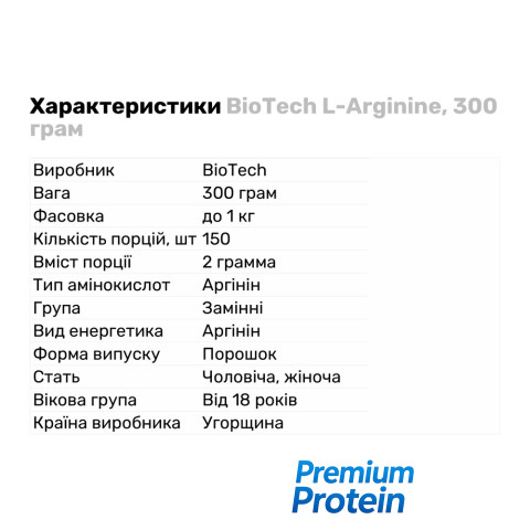 BioTech L-Arginine, 300 грам
