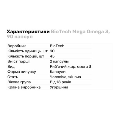 BioTech Mega Omega 3, 90 капсул