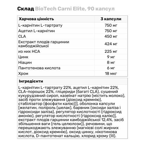 BioTech Carni Elite, 90 капсул