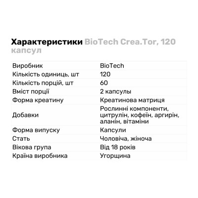 BioTech Crea.Tor, 120 капсул