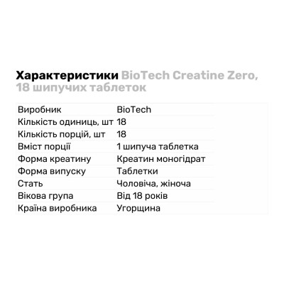 BioTech Creatine Zero, 18 шипучих таблеток