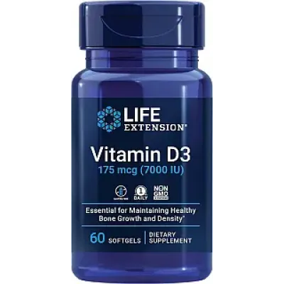 Life Extension Vitamin D3 — softgels | 60 × 175 mcg (7000 IU)