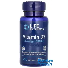 Life Extension Vitamin D3 — softgels | 250 × 25 mcg (1000 IU)