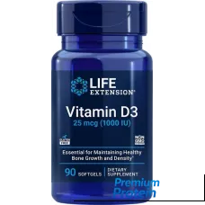 Life Extension Vitamin D3 — softgels | 90 × 25 mcg (1000 IU)