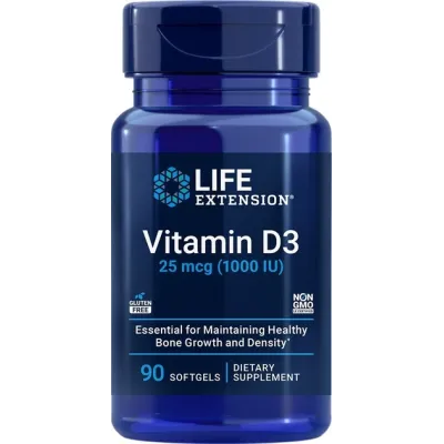Life Extension Vitamin D3 — softgels | 90 × 25 mcg (1000 IU)