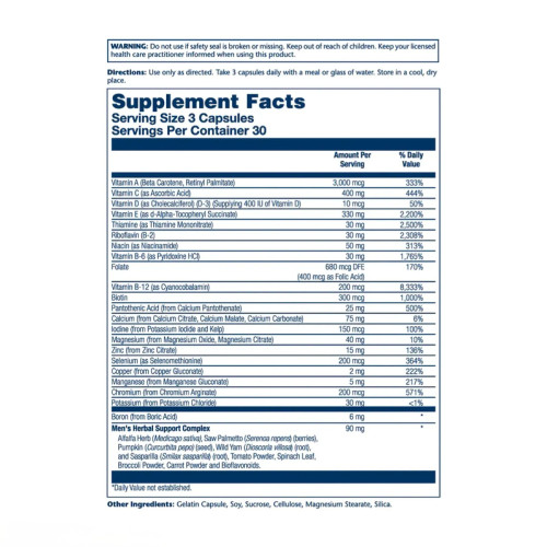Solaray Mens Golden Multivitamin — capsules | 90