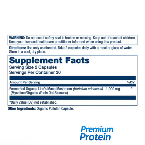 Solaray Organic Lion's Mane Fermented — capsules | 60 × 1000 mg