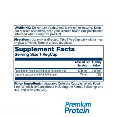 Solaray Pantothenic Acid — capsules | 100 × 500 mg