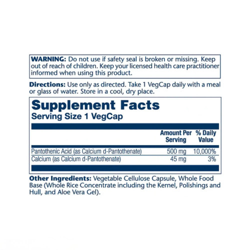 Solaray Pantothenic Acid — capsules | 100 × 500 mg