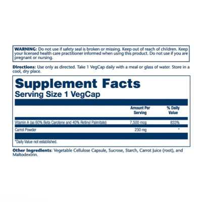 Solaray Vitamin A Dry Form - capsules | 60 × 7600 mcg