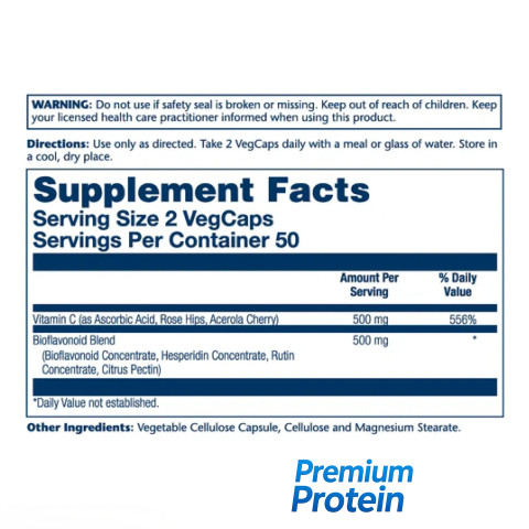 Solaray Vitamin C & Bioflavonoids 1:1 — capsules | 100 × 500 mg