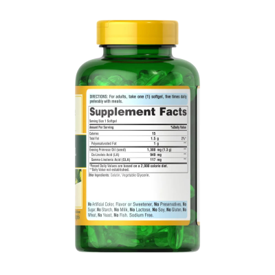 Puritan's Pride Evening Primrose Oil with GLA — softgels | 120 × 1300 mg