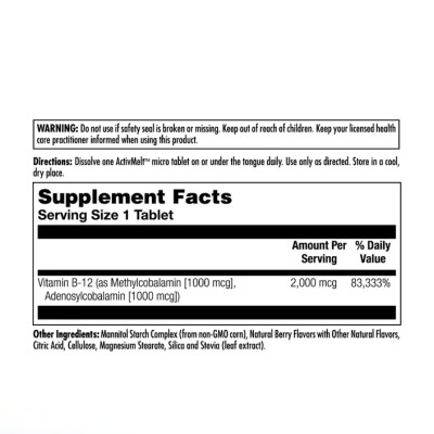 KAL B-12 Methylcobalamin and Adenosylcobalamin — tablets | 60 × 2000 mcg