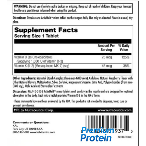 KAL D3 & K2 — tablets | 60 × 25 mcg